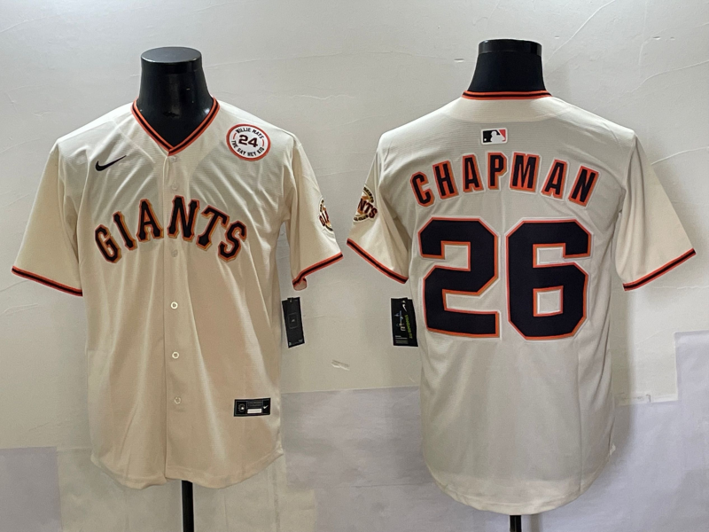 Men 2025 San Francisco Giants #26 Chapman cream Nike MLB Jersey style 2